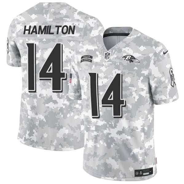 Men%27s Baltimore Ravens #14 Kyle Hamilton 2024 F.U.S.E. Arctic Camo Salute to Service Limited Stitched Jersey Dzhi